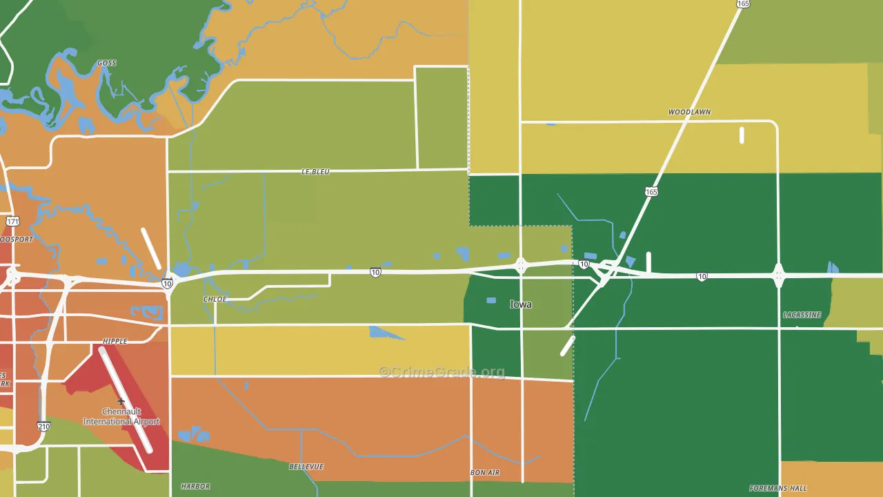 Iowa, LA Map of Murder Rates