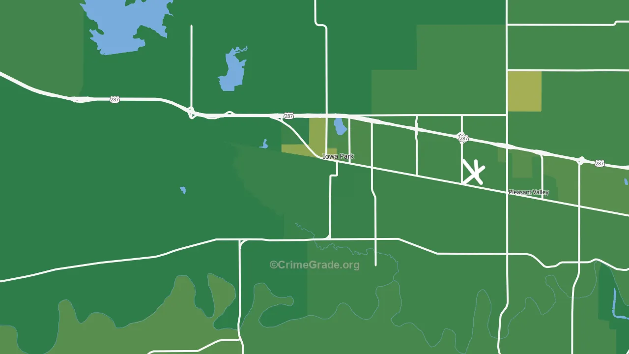 Iowa Park, TX Map of Murder Rates