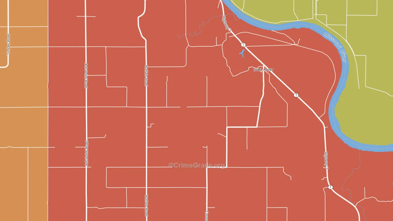 Iowa Point, KS Map of Murder Rates