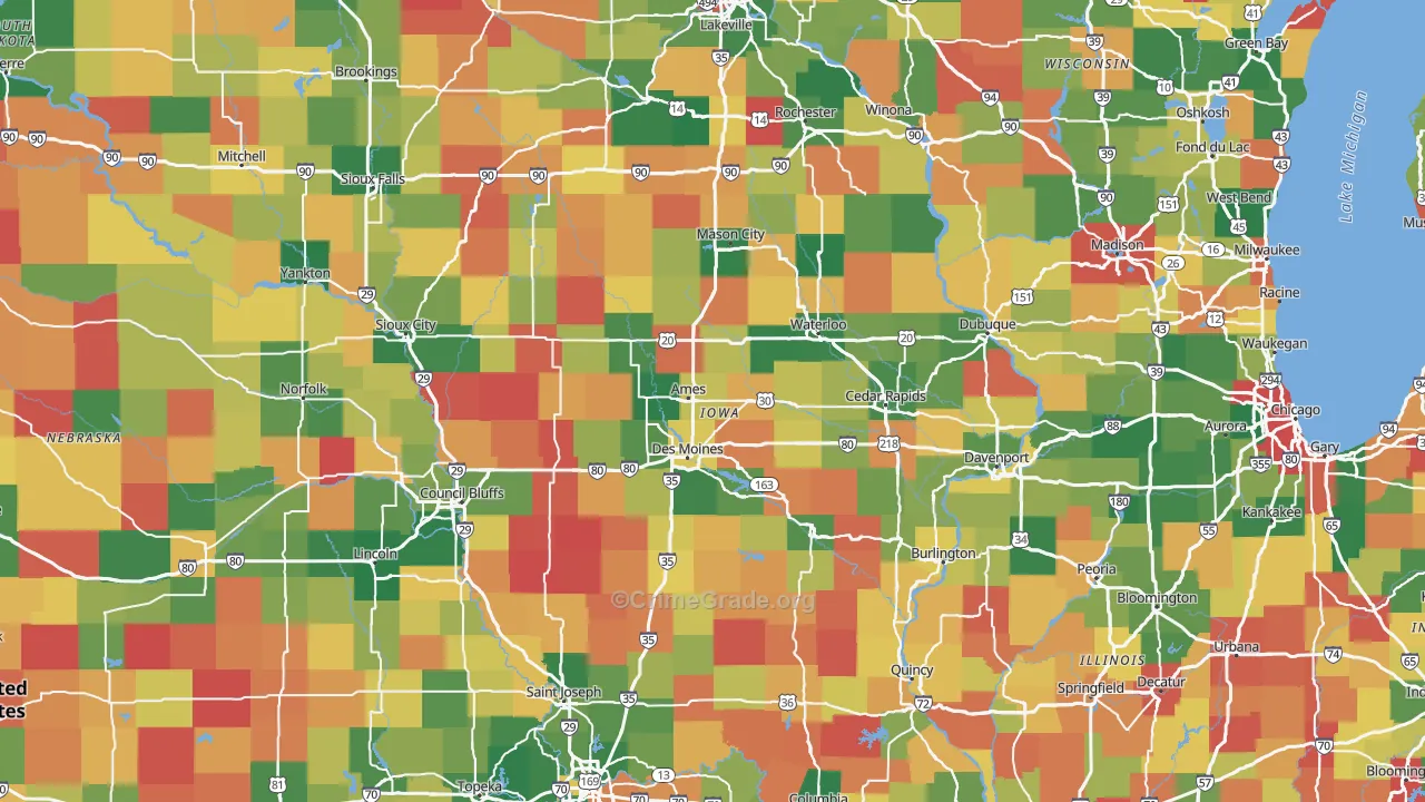 Iowa Map of Murder Rates