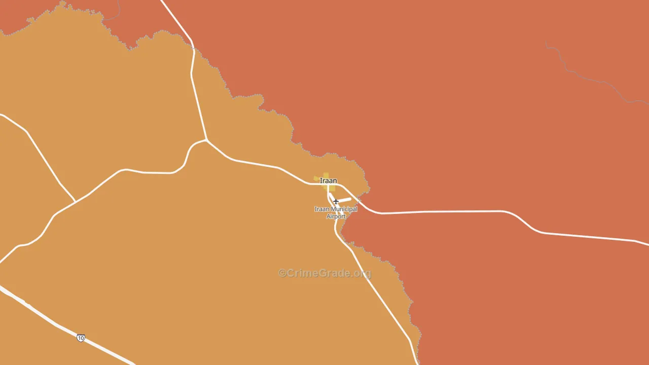 Iraan, TX Map of Murder Rates
