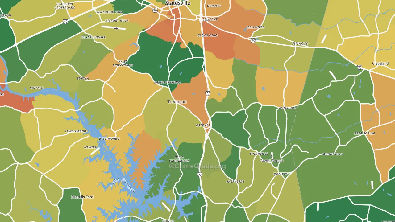 Iredell County, NC Map of Murder Rates