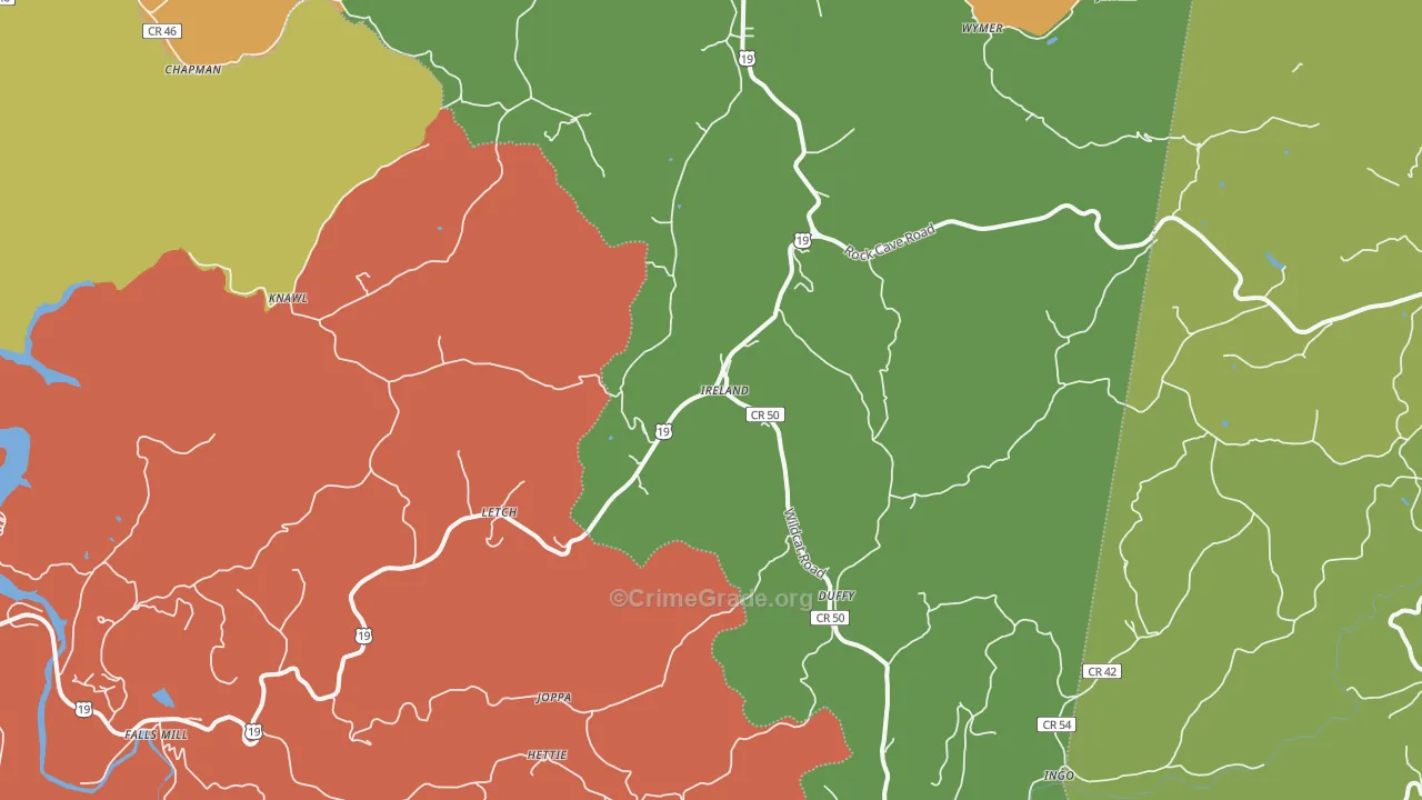 Ireland, WV Map of Murder Rates