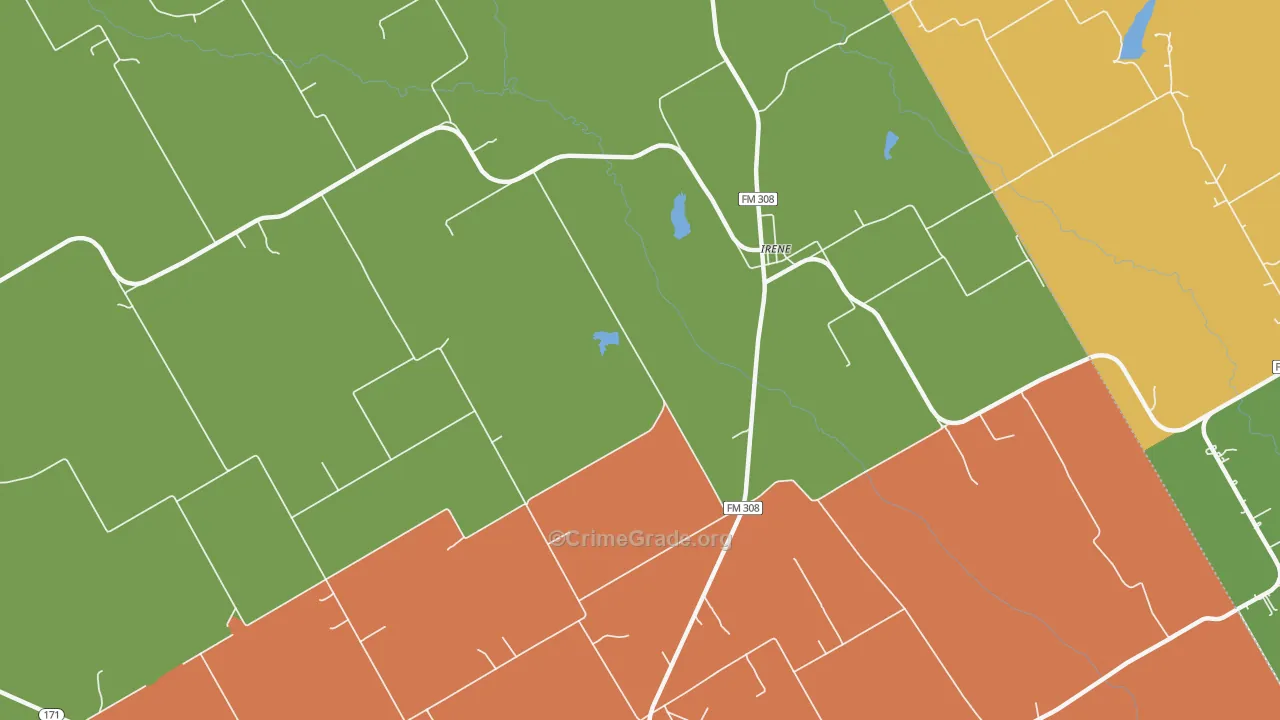 Irene, TX Map of Murder Rates