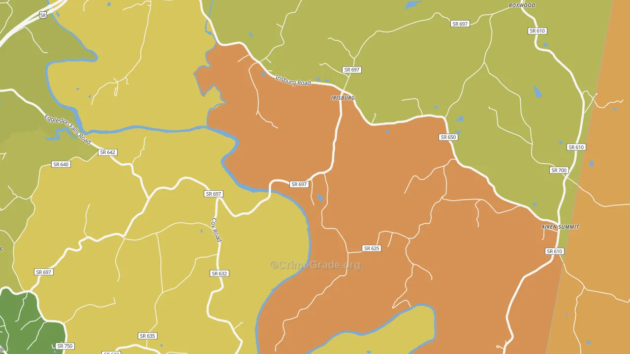 Irisburg, VA Map of Murder Rates