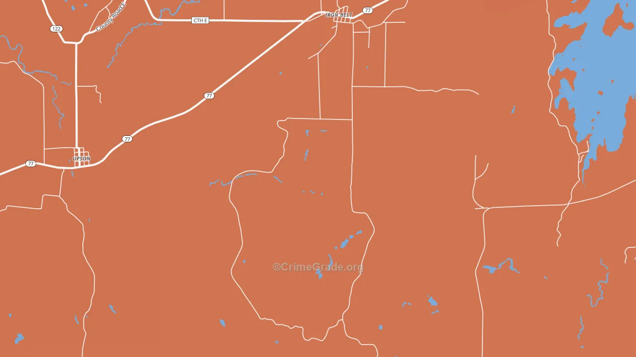 Iron Belt, WI Map of Murder Rates