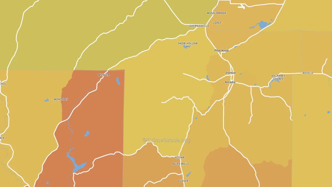 Iron County, MO Map of Murder Rates