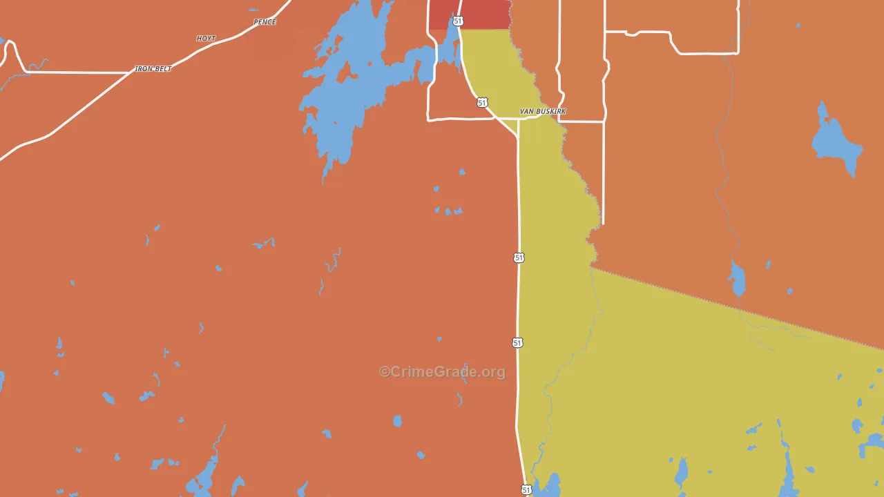 Iron County, WI Map of Murder Rates