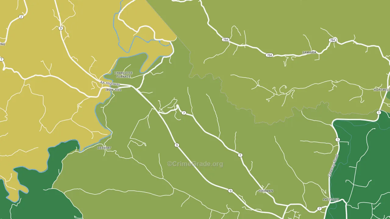 Iron Hill, KY Map of Murder Rates