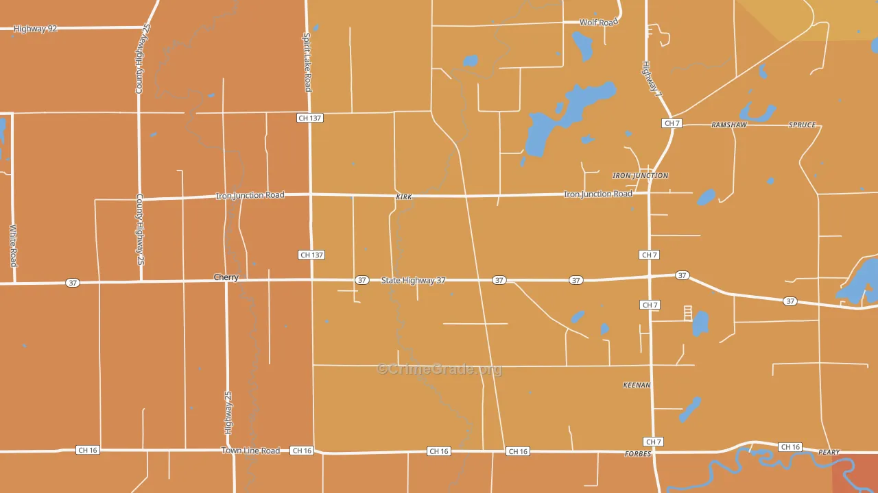Iron, MN Map of Murder Rates