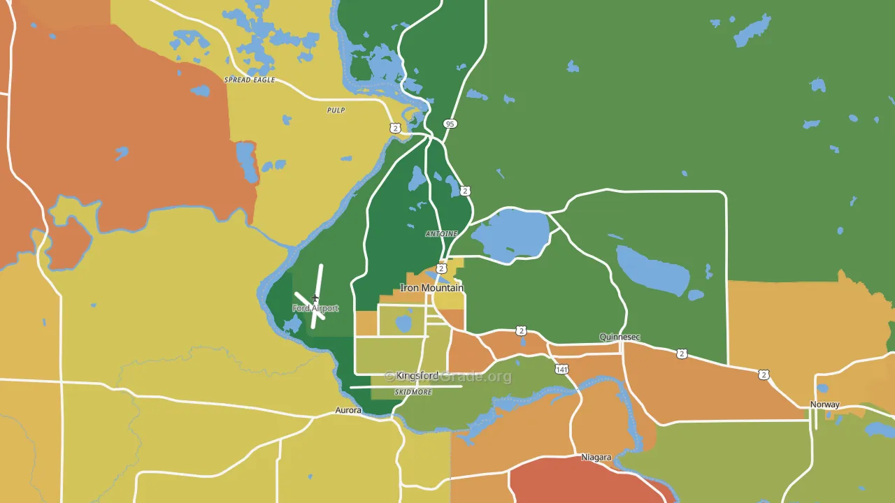 Iron Mountain, MI Map of Murder Rates