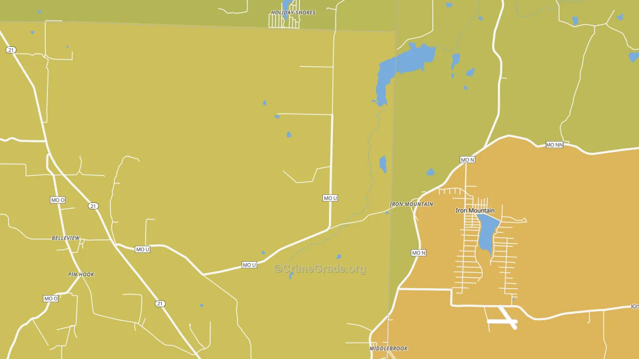 Iron Mountain, MO Map of Murder Rates