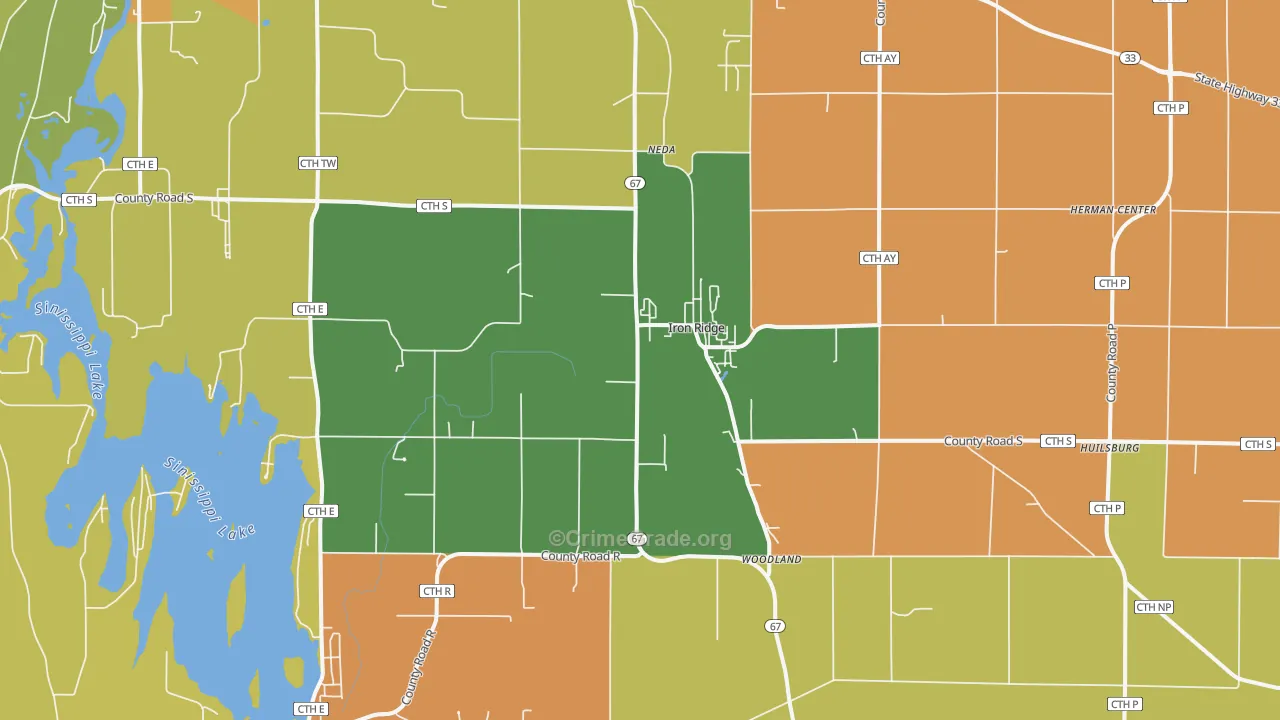 Iron Ridge, WI Map of Murder Rates