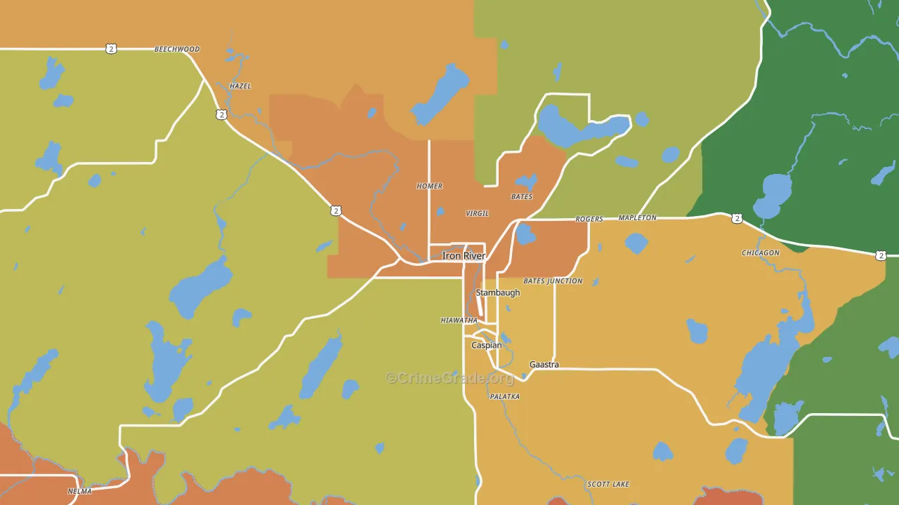 Iron River, MI Map of Murder Rates