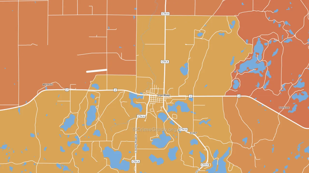 Iron River, WI Map of Murder Rates