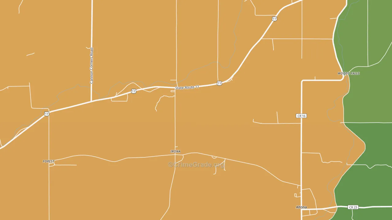 Irona, NY Map of Murder Rates