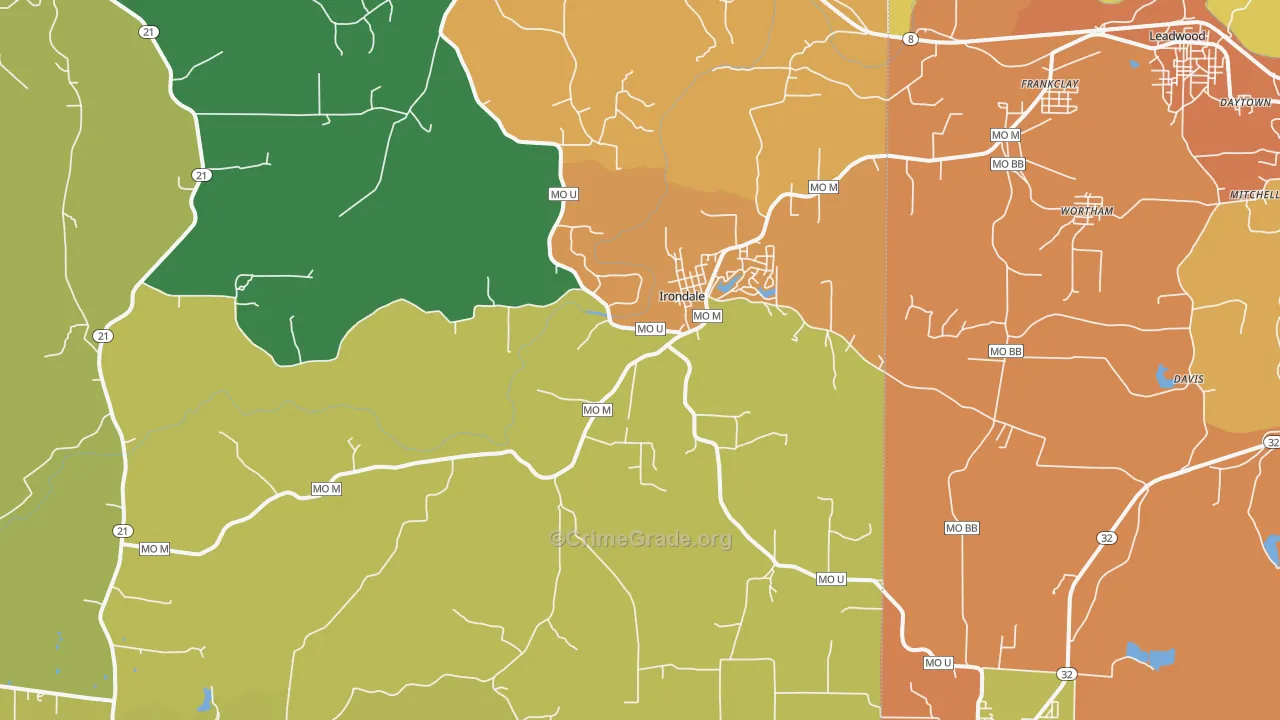 Irondale, MO Map of Murder Rates