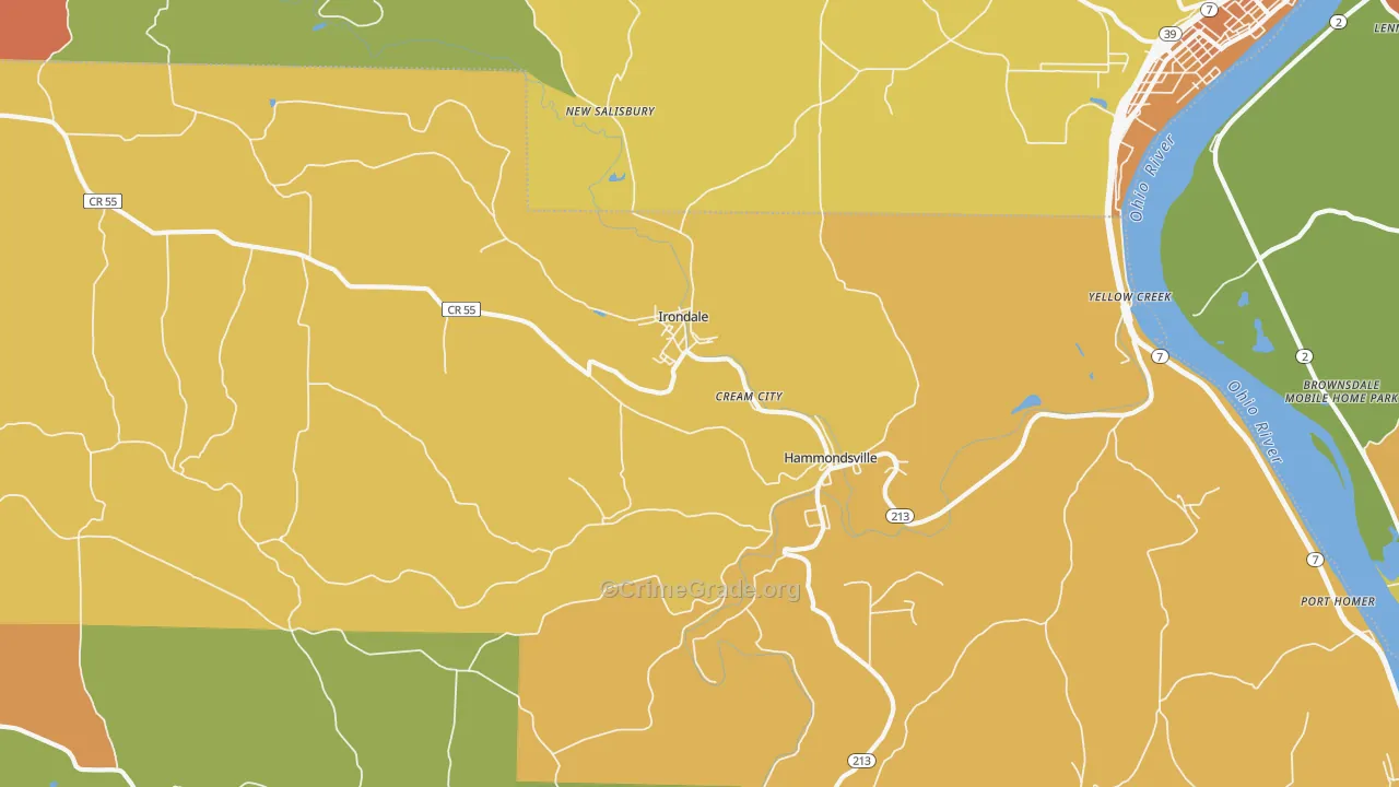 Irondale, OH Map of Murder Rates