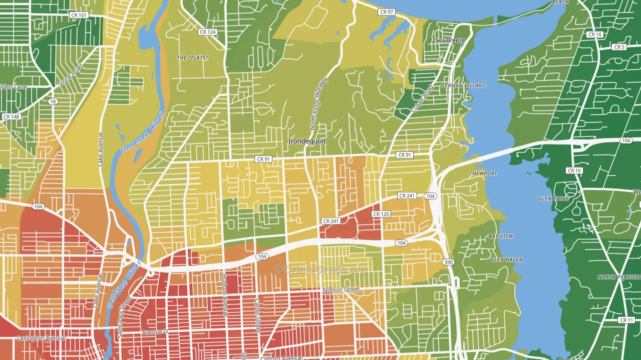 Irondequoit, NY Map of Murder Rates