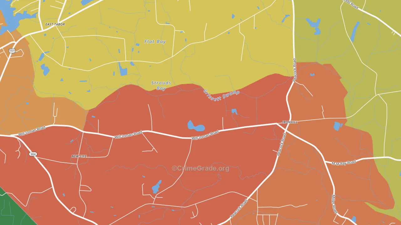 Ironhill, NC Map of Murder Rates