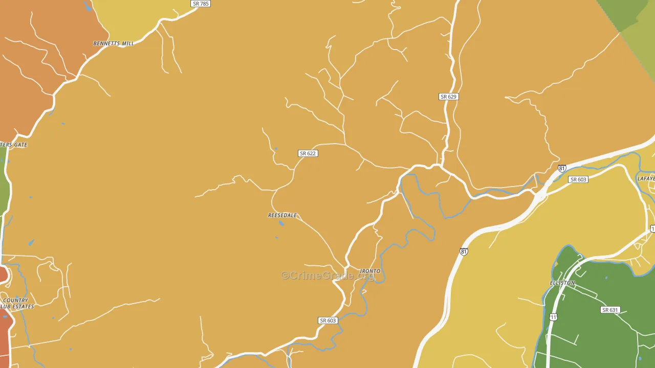 Ironto, VA Map of Murder Rates