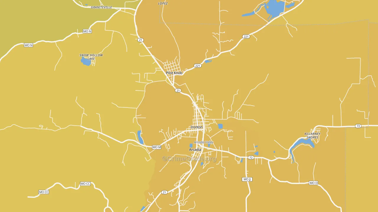 Ironton, MO Map of Murder Rates