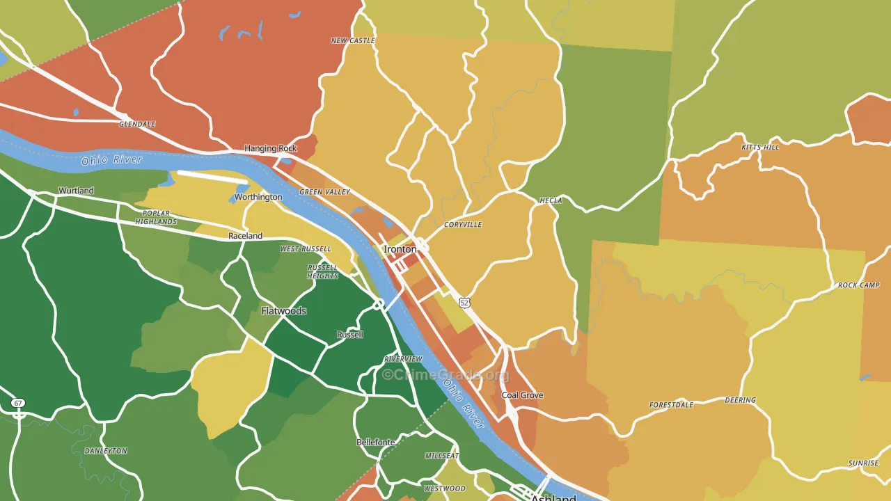 Ironton, OH Map of Murder Rates