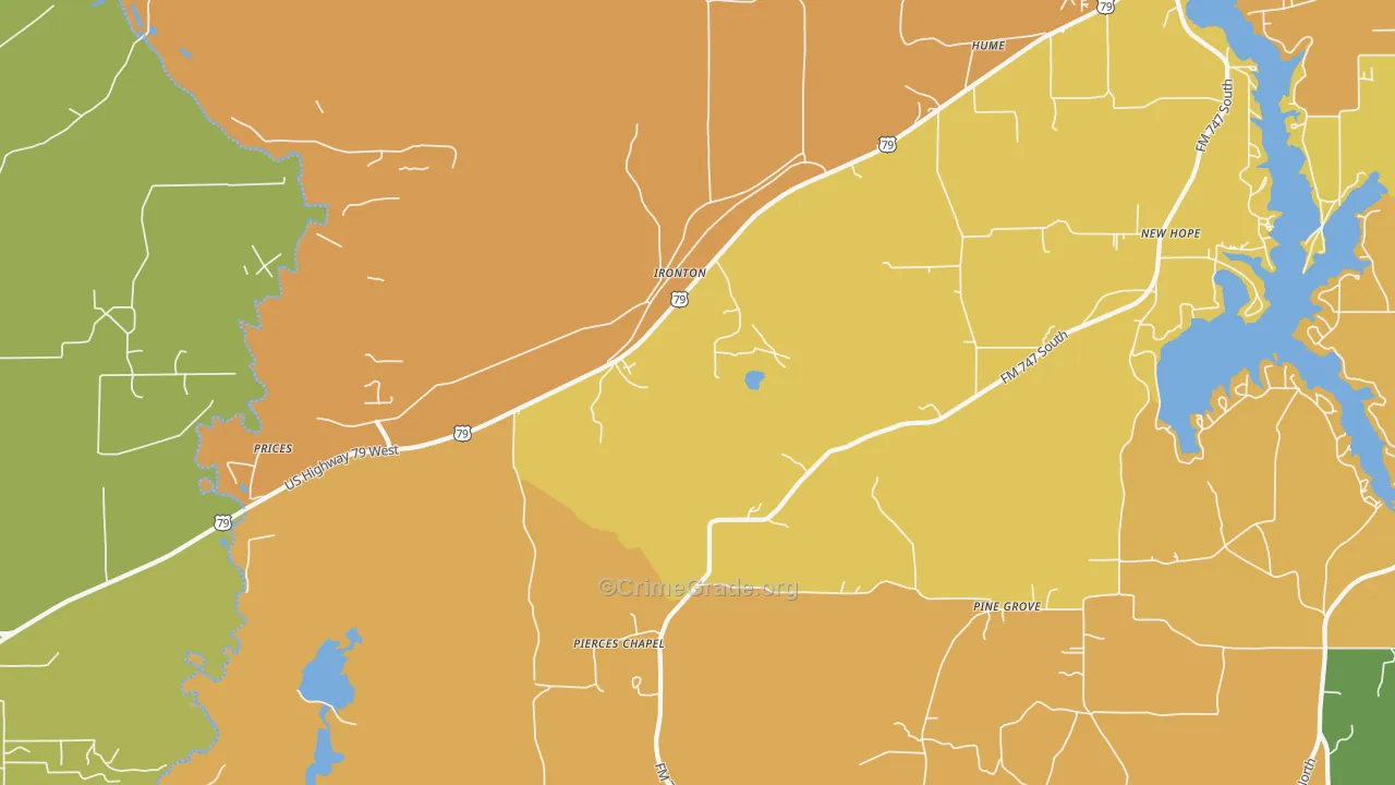 Ironton, TX Map of Murder Rates