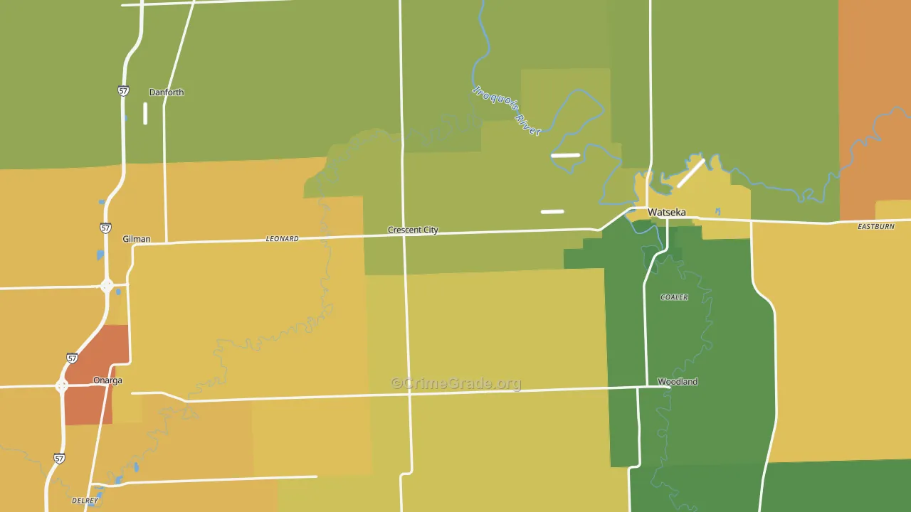 Iroquois County, IL Map of Murder Rates