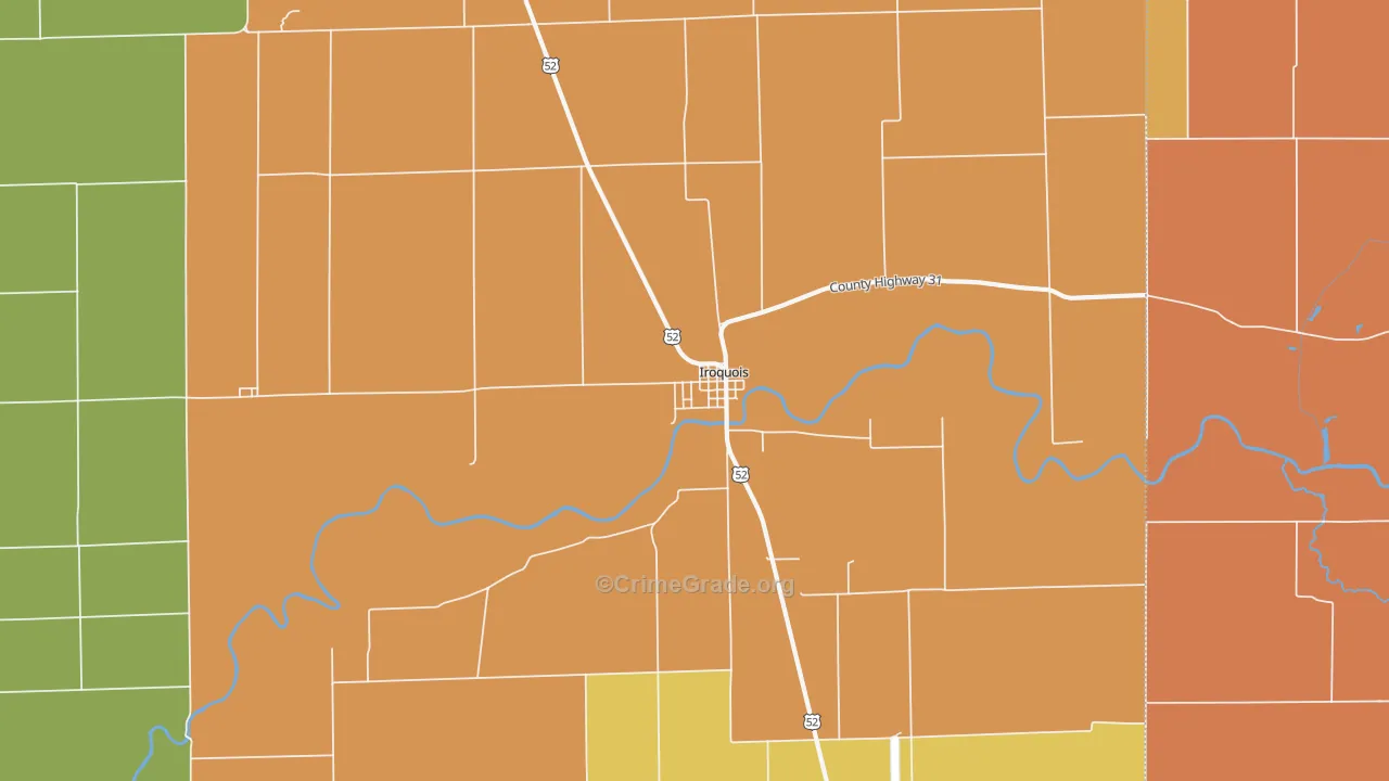 Iroquois, IL Map of Murder Rates