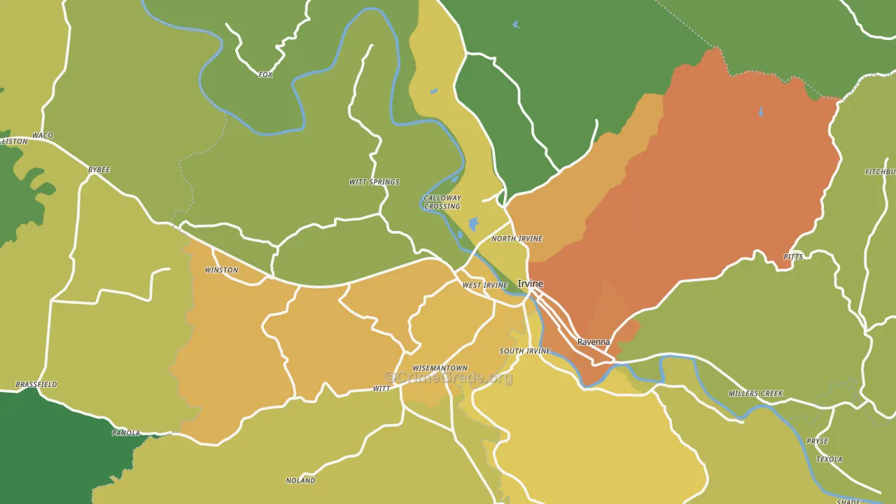 Irvine, KY Map of Murder Rates