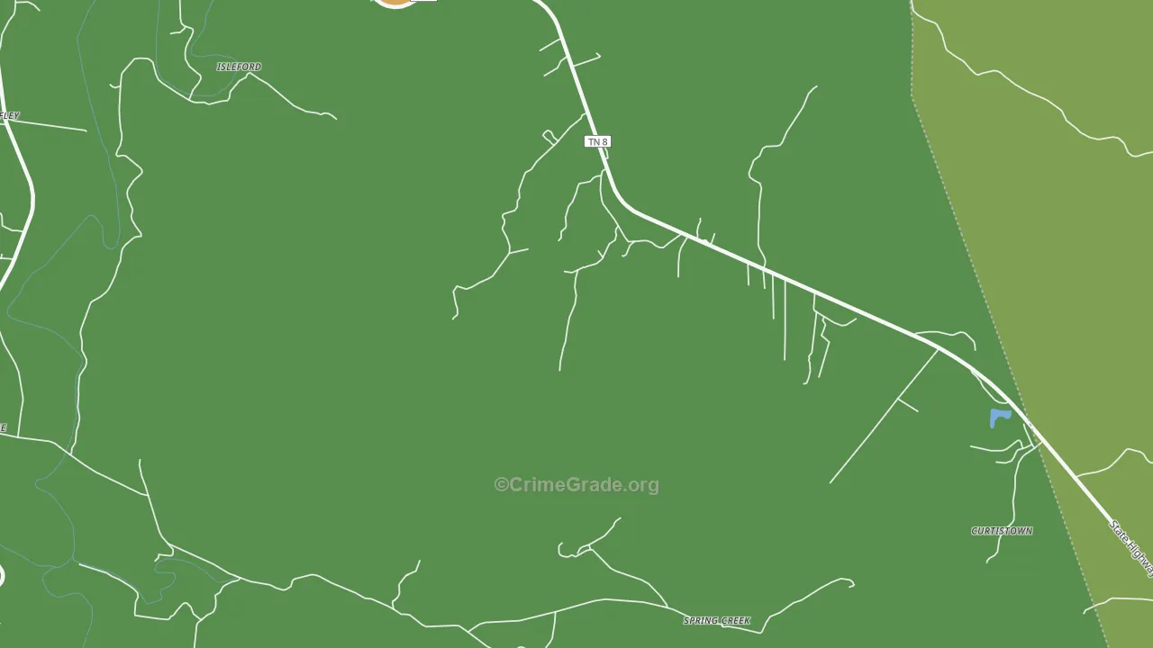 Irving College, TN Map of Murder Rates