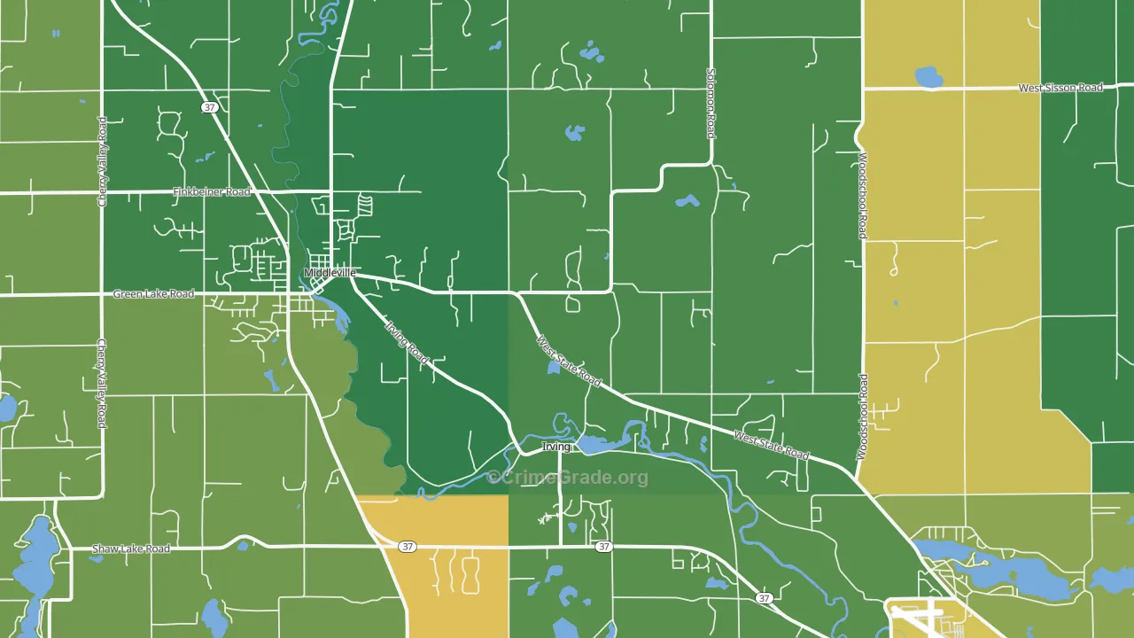 Irving, MI Map of Murder Rates
