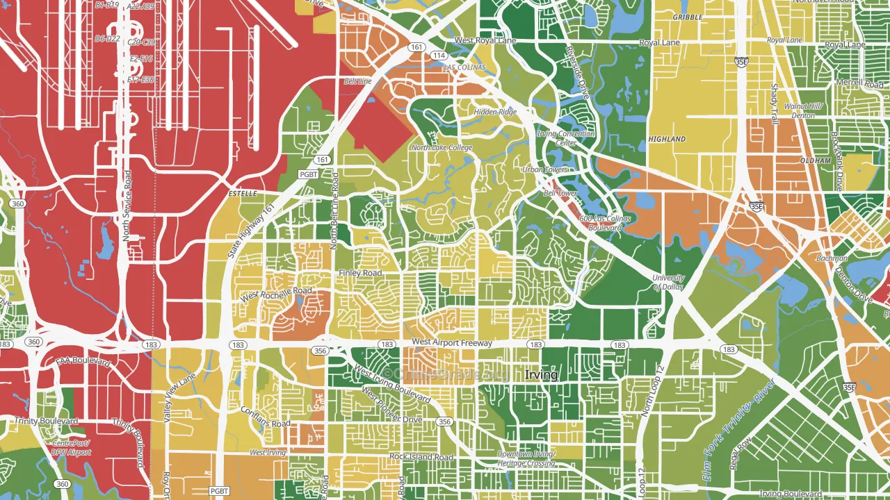 Irving, TX Map of Murder Rates