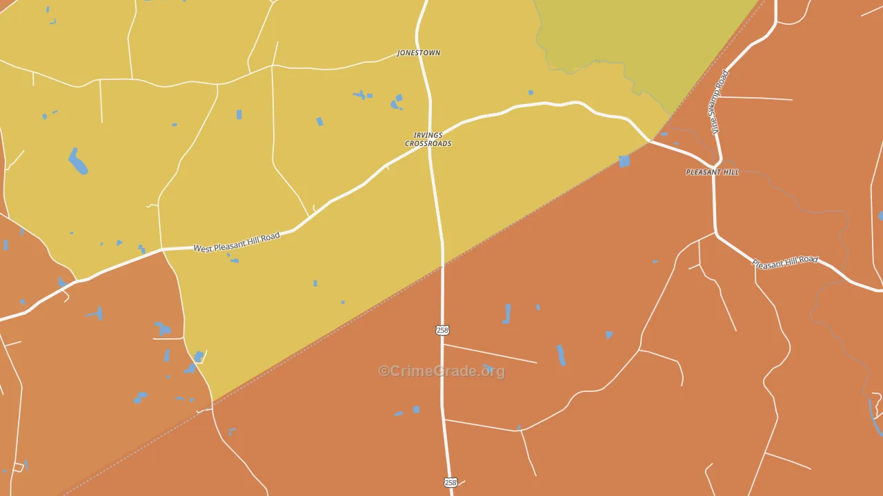 Irvings Crossroads, NC Map of Murder Rates