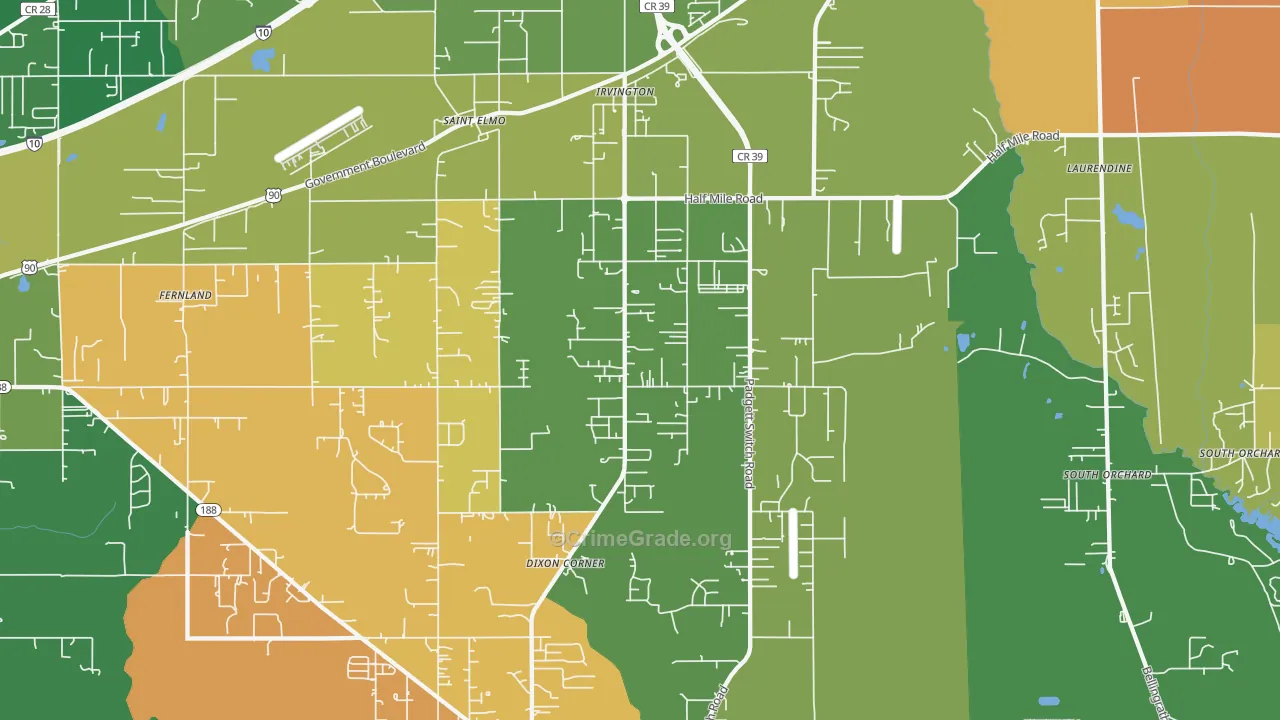 Irvington, AL Map of Murder Rates