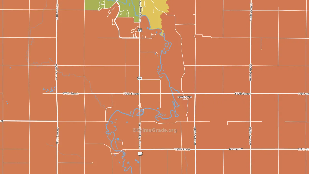 Irvington, IA Map of Murder Rates