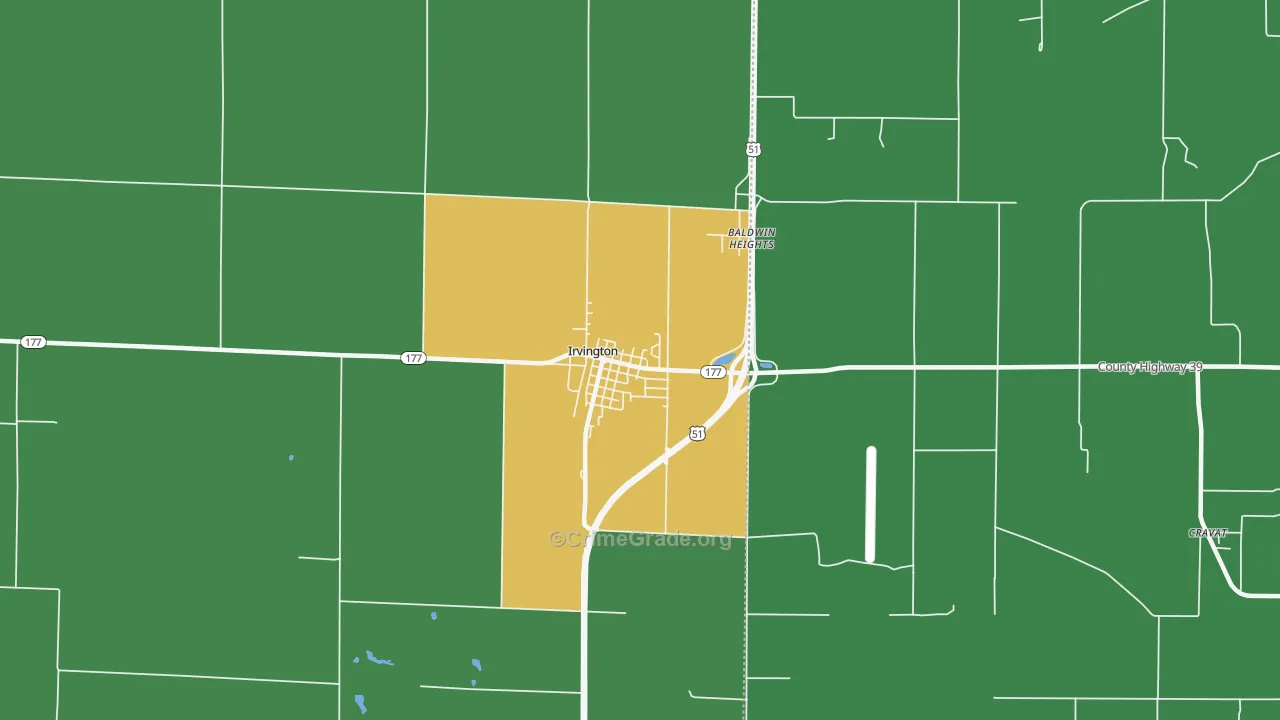Irvington, IL Map of Murder Rates