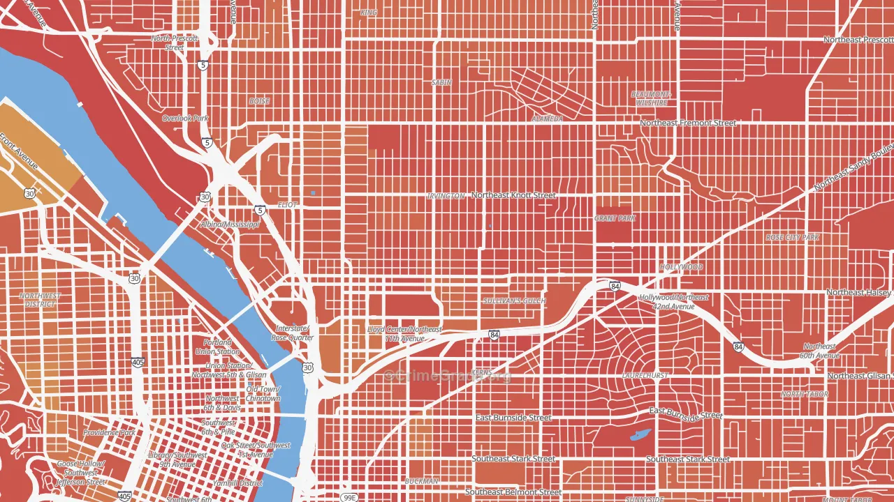 Irvington, Portland, OR Map of Murder Rates