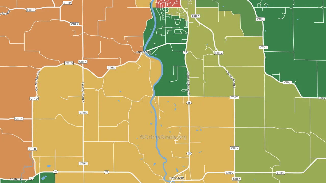 Irvington, WI Map of Murder Rates