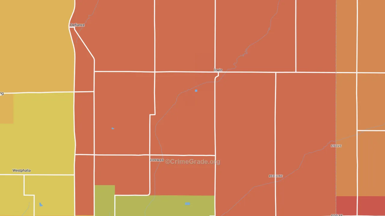 Irwin, IA Map of Murder Rates
