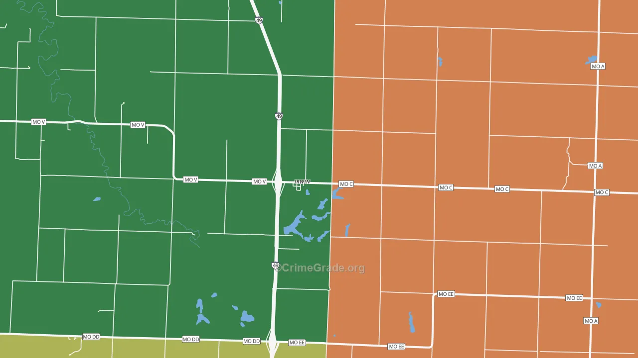 Irwin, MO Map of Murder Rates