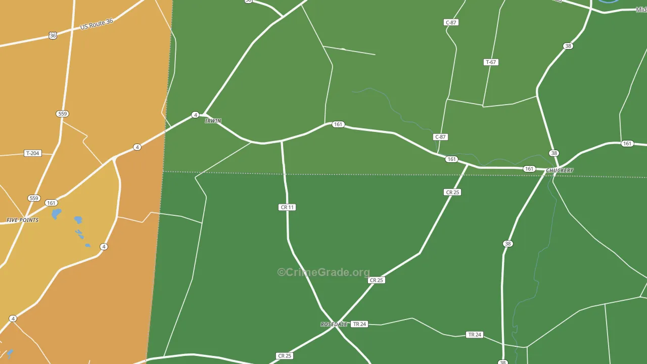 Irwin, OH Map of Murder Rates