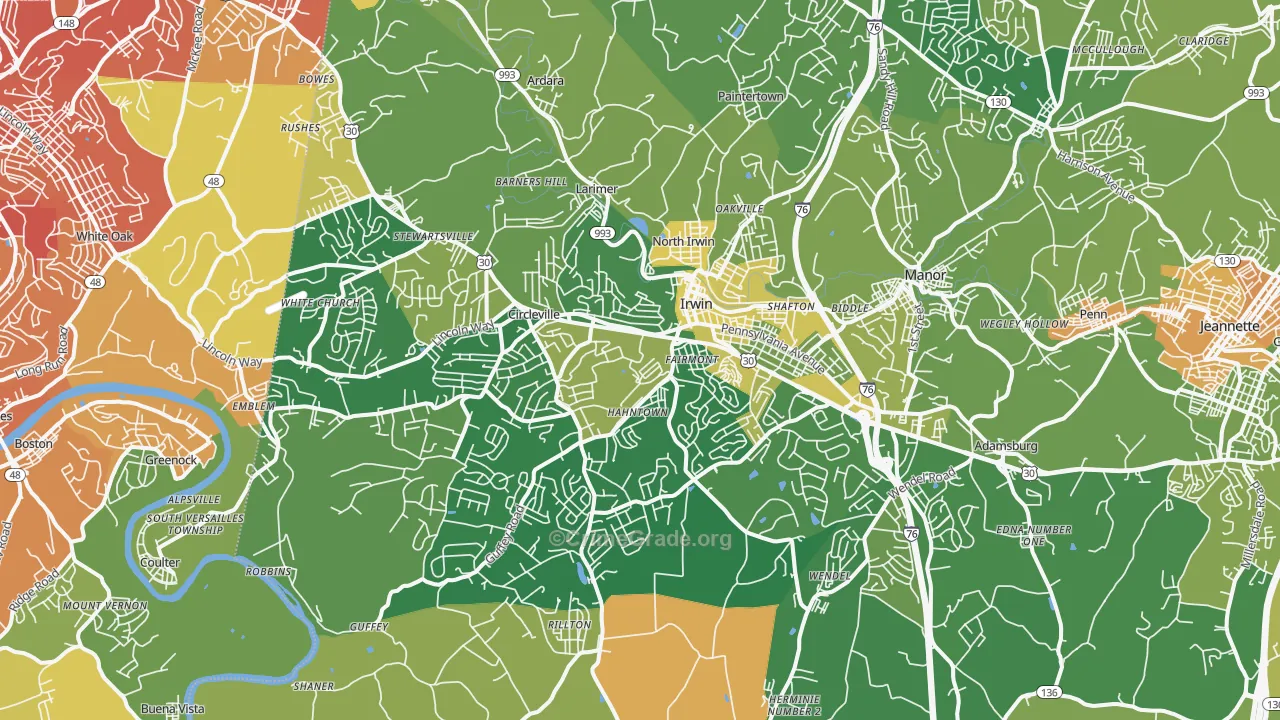 Irwin, PA Map of Murder Rates