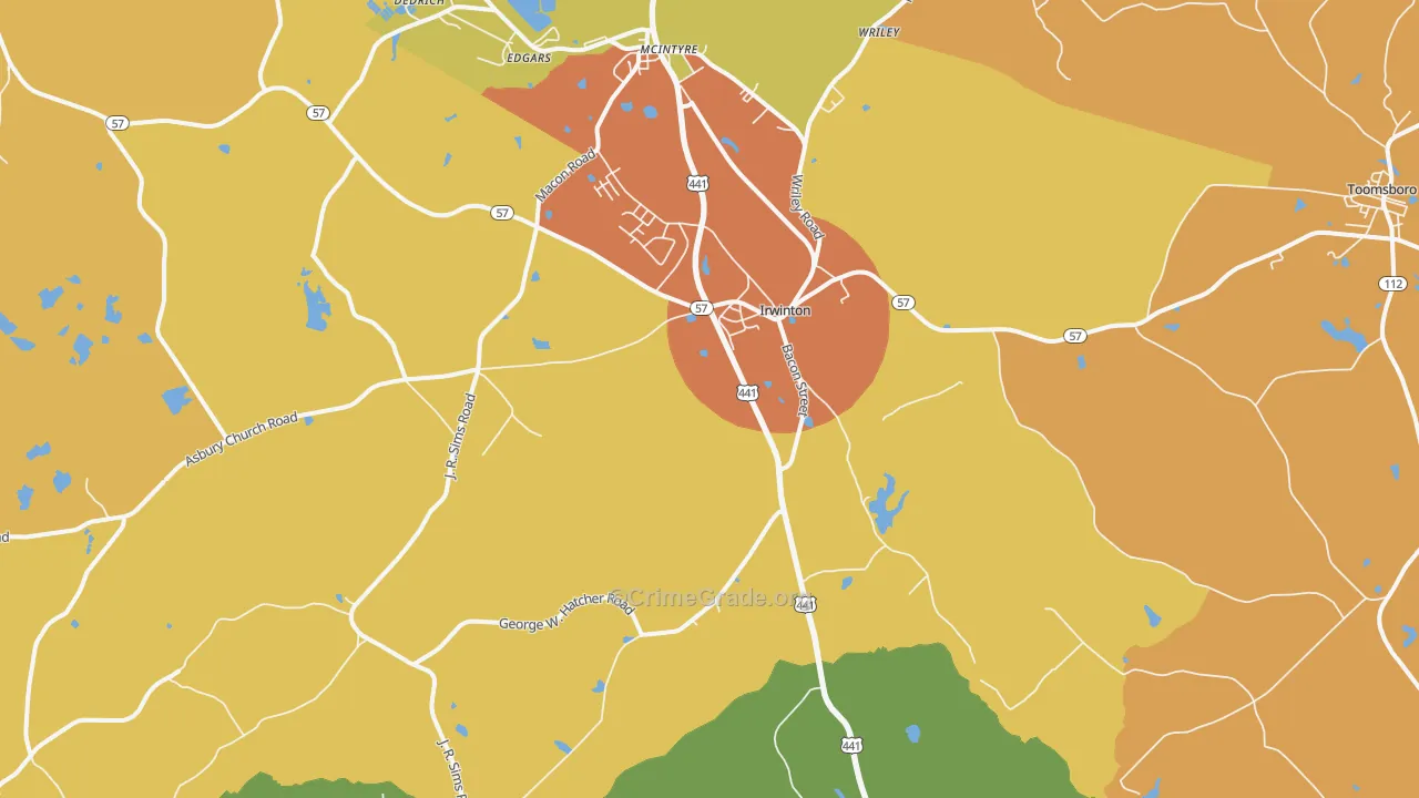 Irwinton, GA Map of Murder Rates