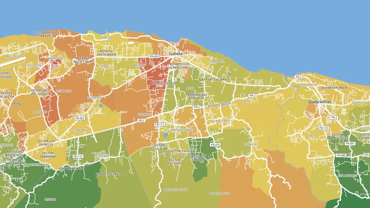 Isabela Municipio, PR Map of Murder Rates