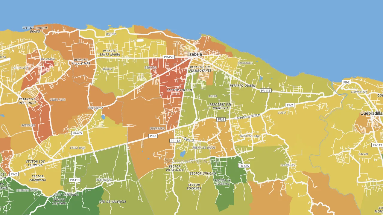 Isabela, PR Map of Murder Rates