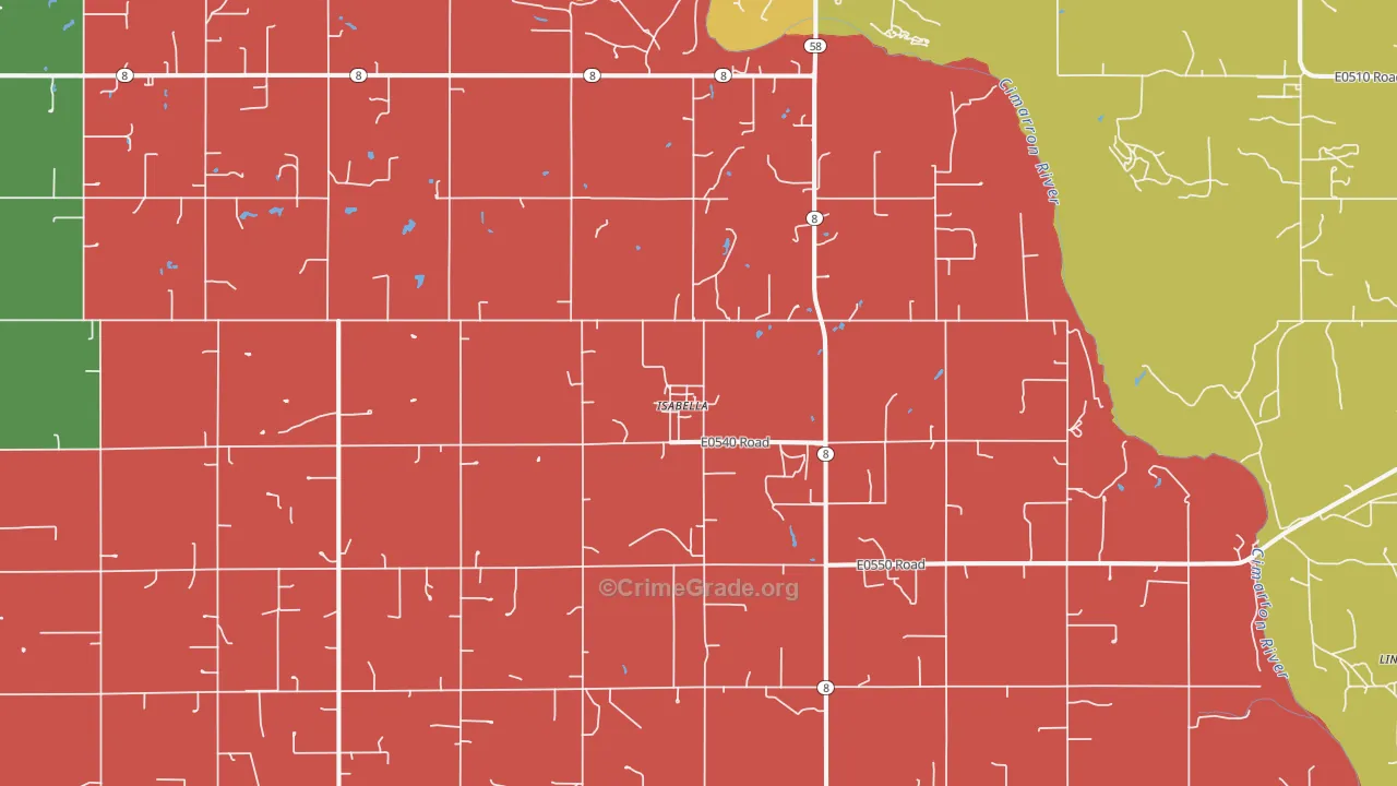 Isabella, OK Map of Murder Rates
