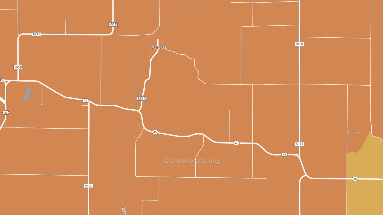 Isadora, MO Map of Murder Rates