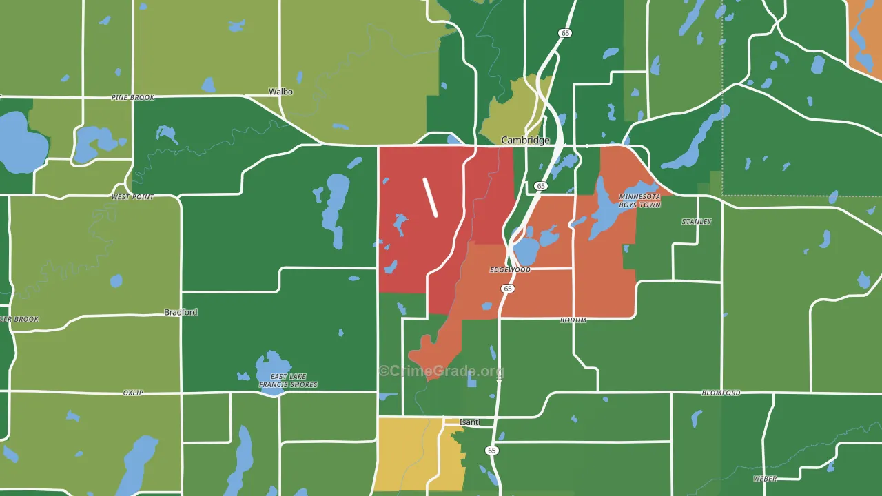 Isanti County, MN Map of Murder Rates